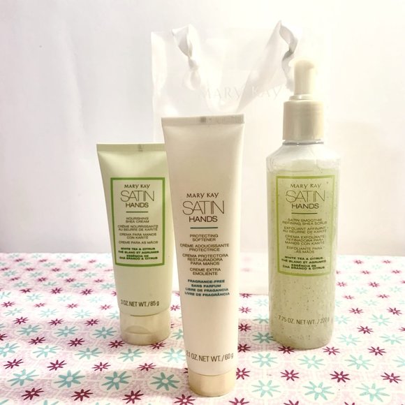 Mary Kay Satin Hands Set:White Tea & Citrus Cream / Scrub / Softener